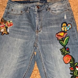 Rocks and indigo embroidered skinny jean